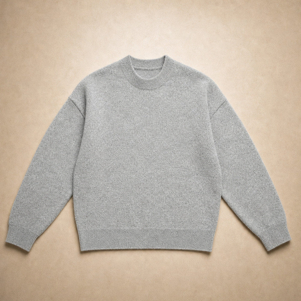 Hiltraud | Rollkragenpullover mit weitem Schnitt und Rippbündchen Grau – Produktfoto