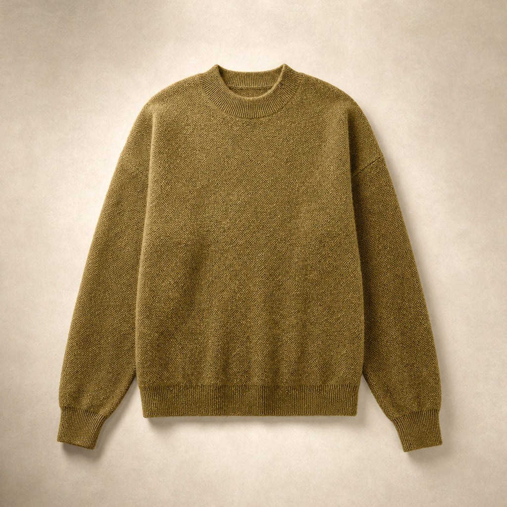 Hiltraud | Rollkragenpullover mit weitem Schnitt und Rippbündchen Khaki – Produktfoto