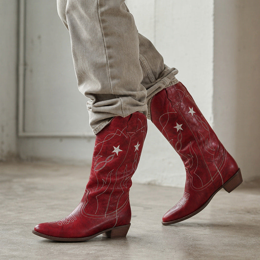 Ida | Western-Stiefel mit weitem Schaft Weinrot – Produktfoto