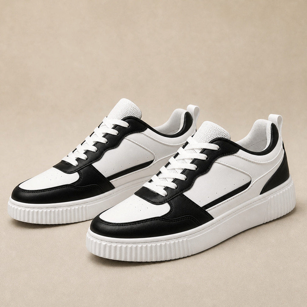 Ilka | Sneaker mit Plateausohle und Colorblock-Overlays Schwarz – Produktfoto