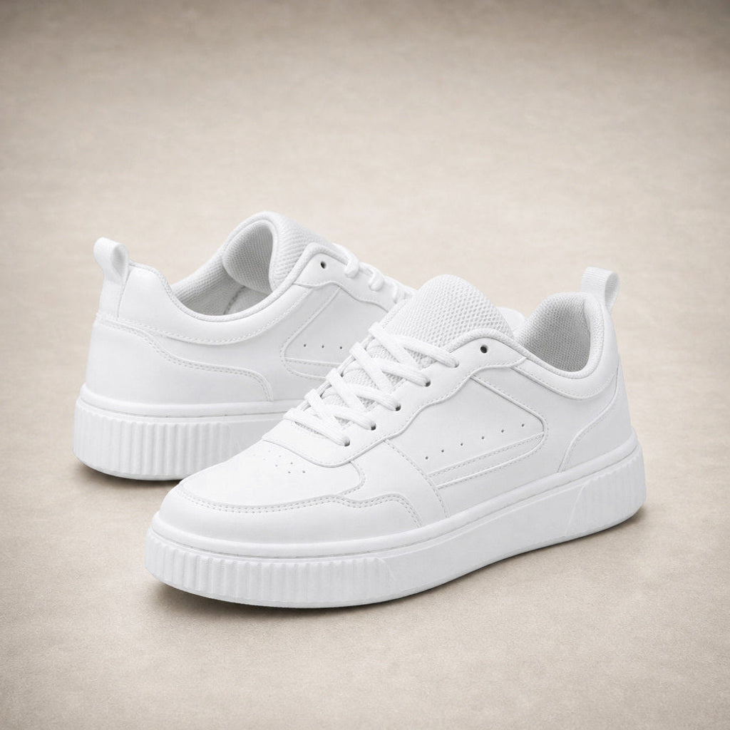 Ilka | Sneaker mit Plateausohle und Colorblock-Overlays Weiß – Produktfoto