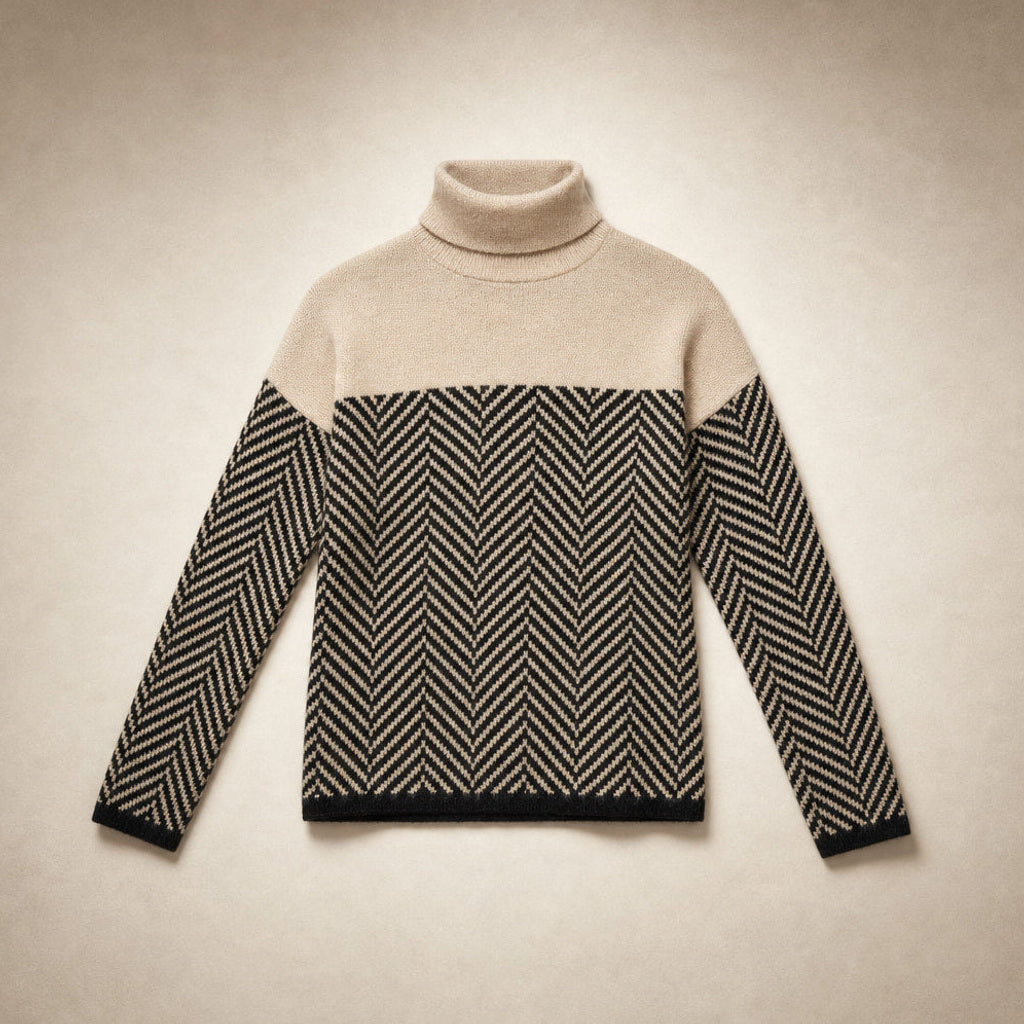 Ilona | Rollkragenpullover mit weichem Rippstrick Beige – Produktfoto