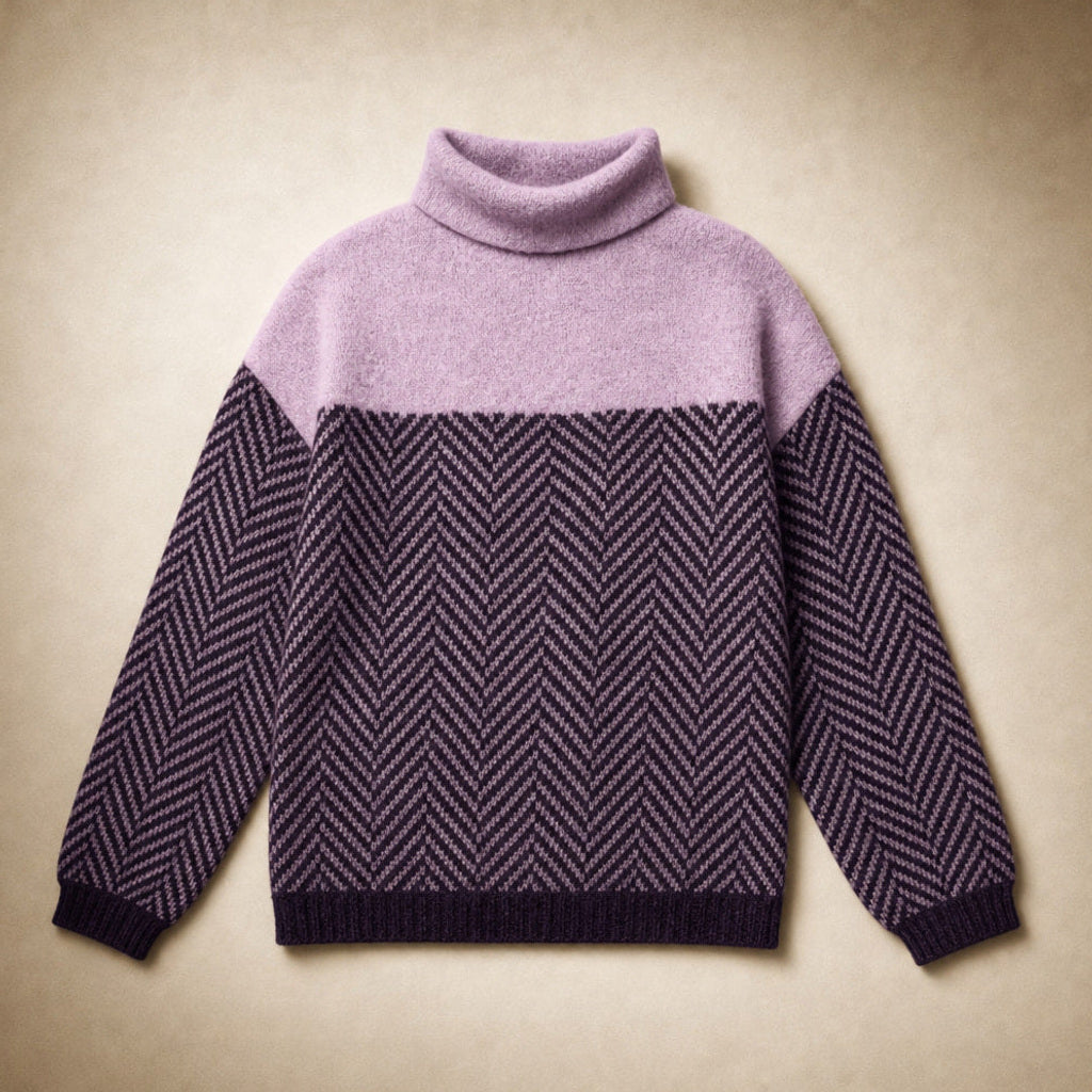 Ilona | Rollkragenpullover mit weichem Rippstrick Lila – Produktfoto