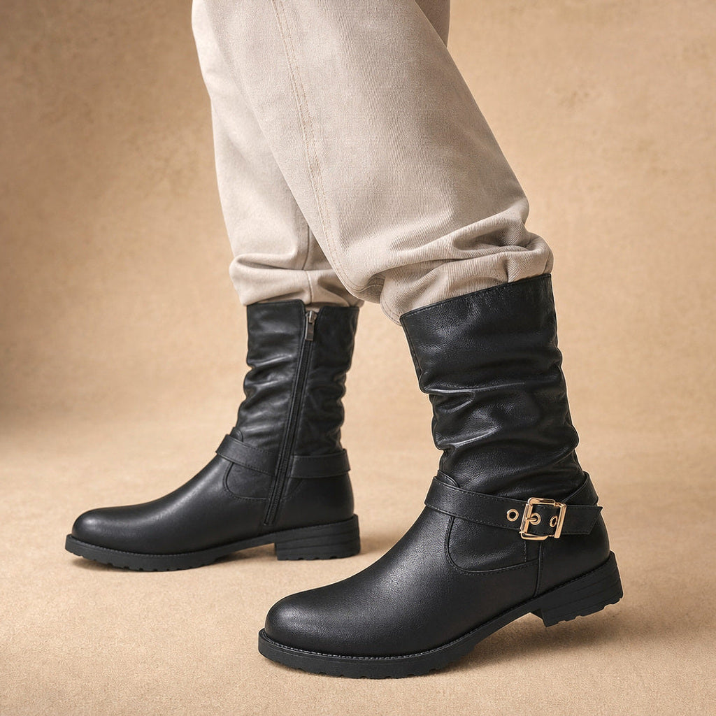 Imhild | Chelsea Boots Schwarz mit Schnalle – Premium Editorial