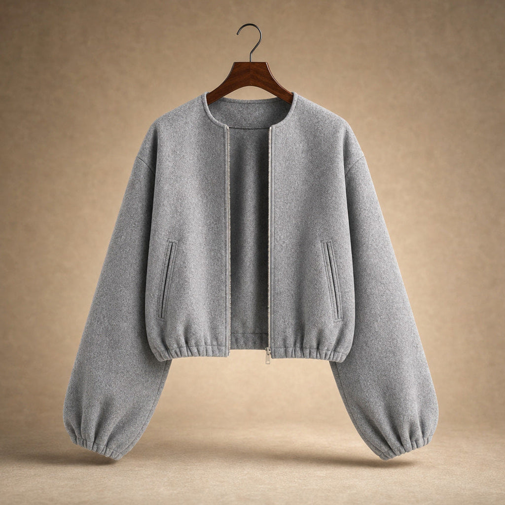 Ingelotte | Blouson mit Ballonärmeln und kurzem Schnitt Grau – Produktfoto