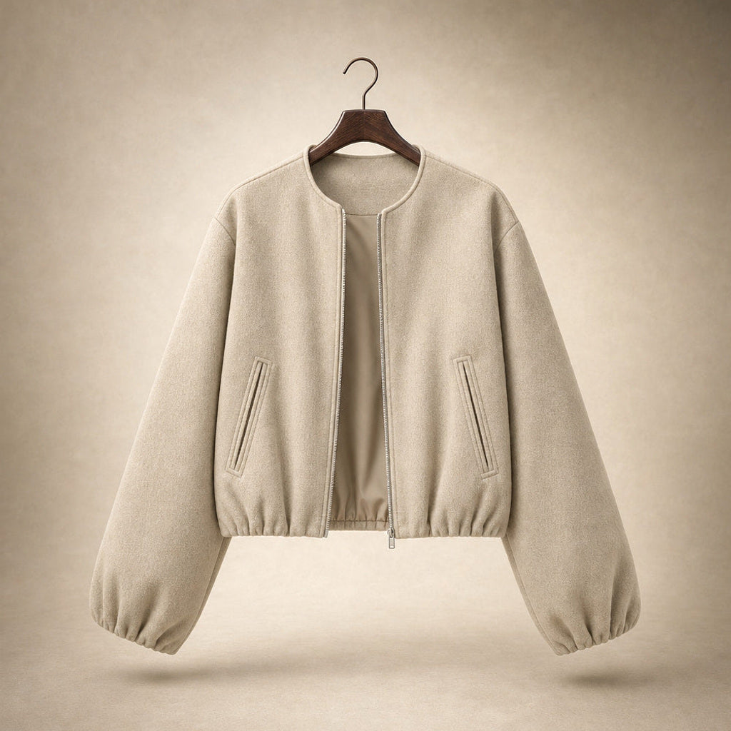 Ingelotte | Blouson mit Ballonärmeln und kurzem Schnitt Khaki – Produktfoto