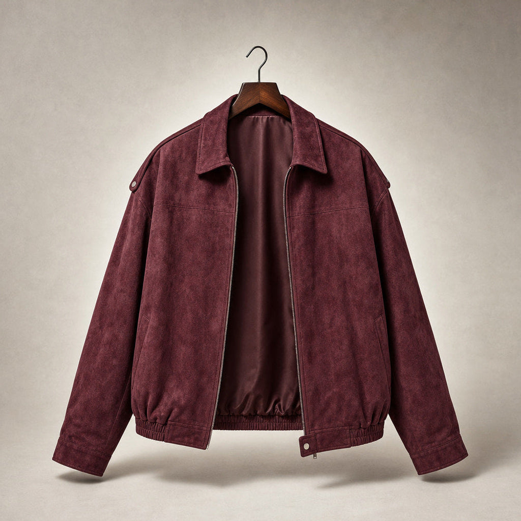 Ingunde | Cropped Bomberjacke mit Stehkragen Bordeaux – Produktfoto