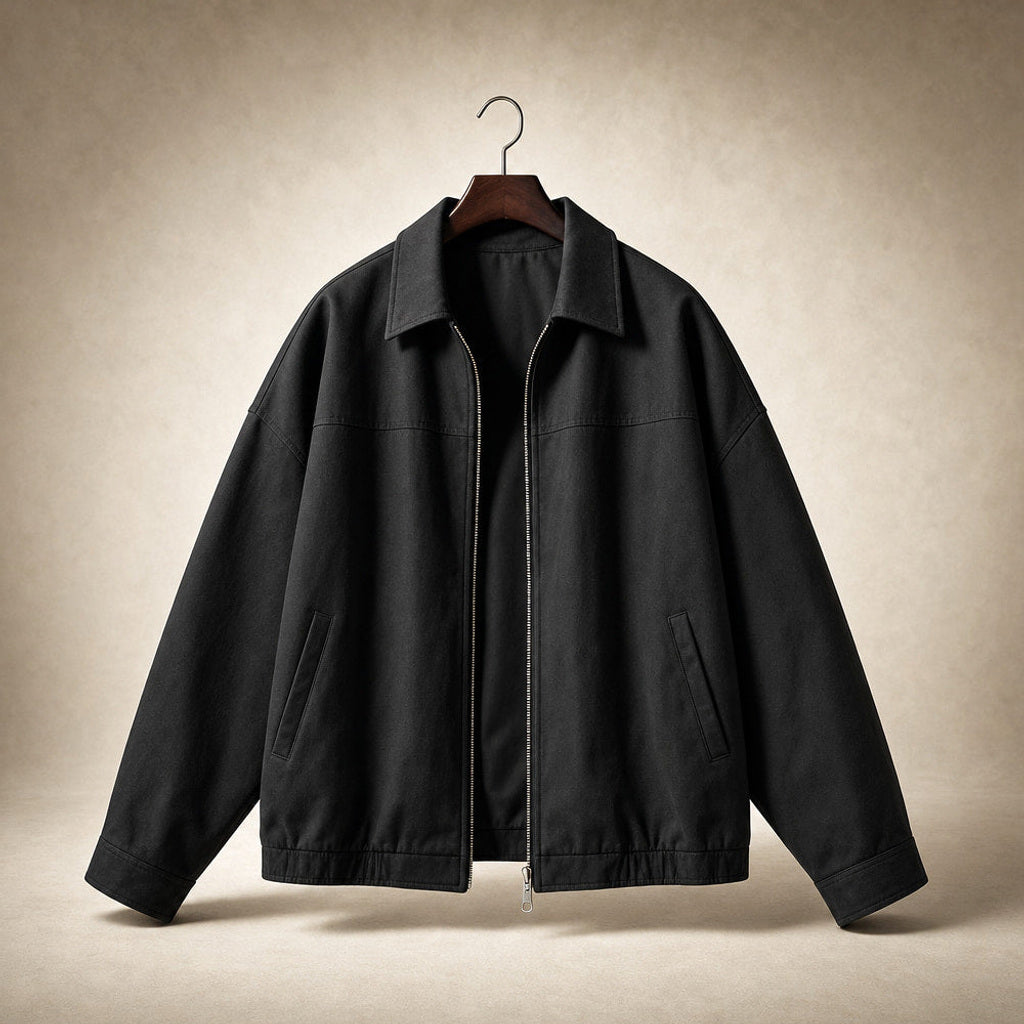 Ingunde | Cropped Bomberjacke mit Stehkragen Schwarz – Produktfoto
