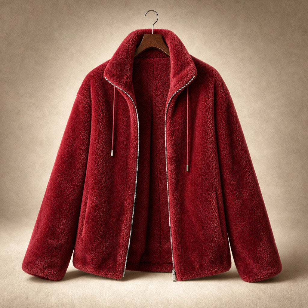 Inkeri | Bouclé-Jacke mit durchgehendem Reißverschluss Rot – Produktfoto