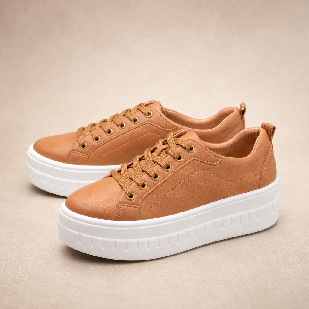 Irmela | Plateau-Sneaker mit Rillensohle in Braun – Premium Editorial