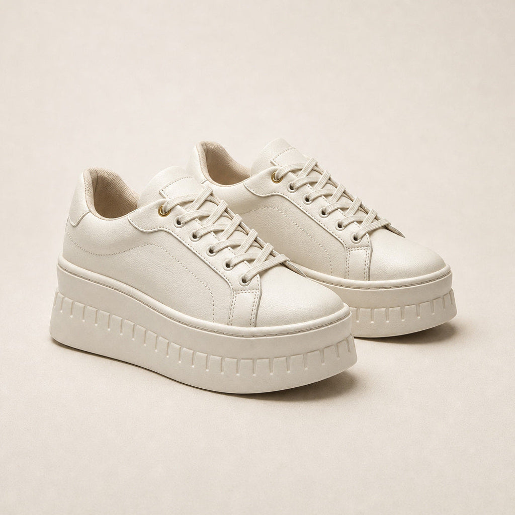 Irmela | Plateau-Sneaker mit Rillensohle Creme – Produktfoto