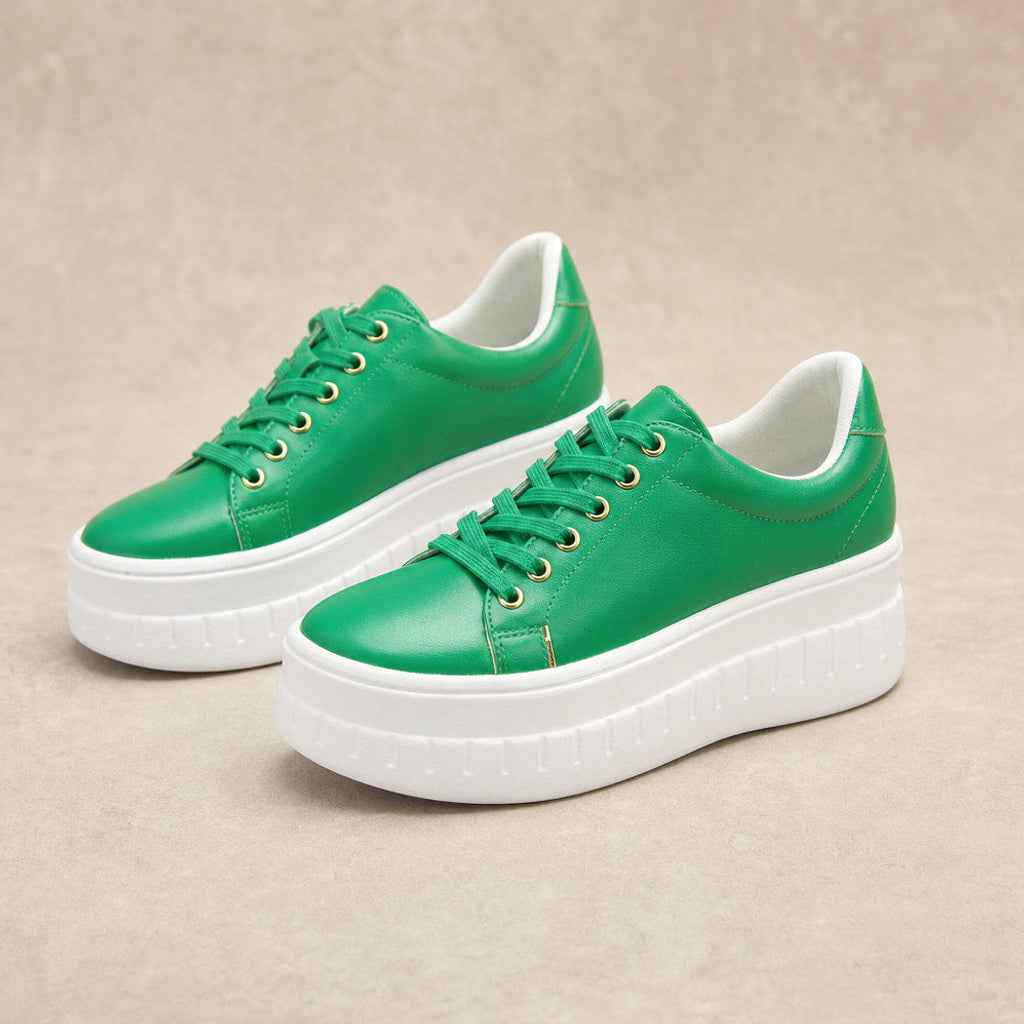 Irmela | Plateau-Sneaker mit Rillensohle Grün – Produktfoto