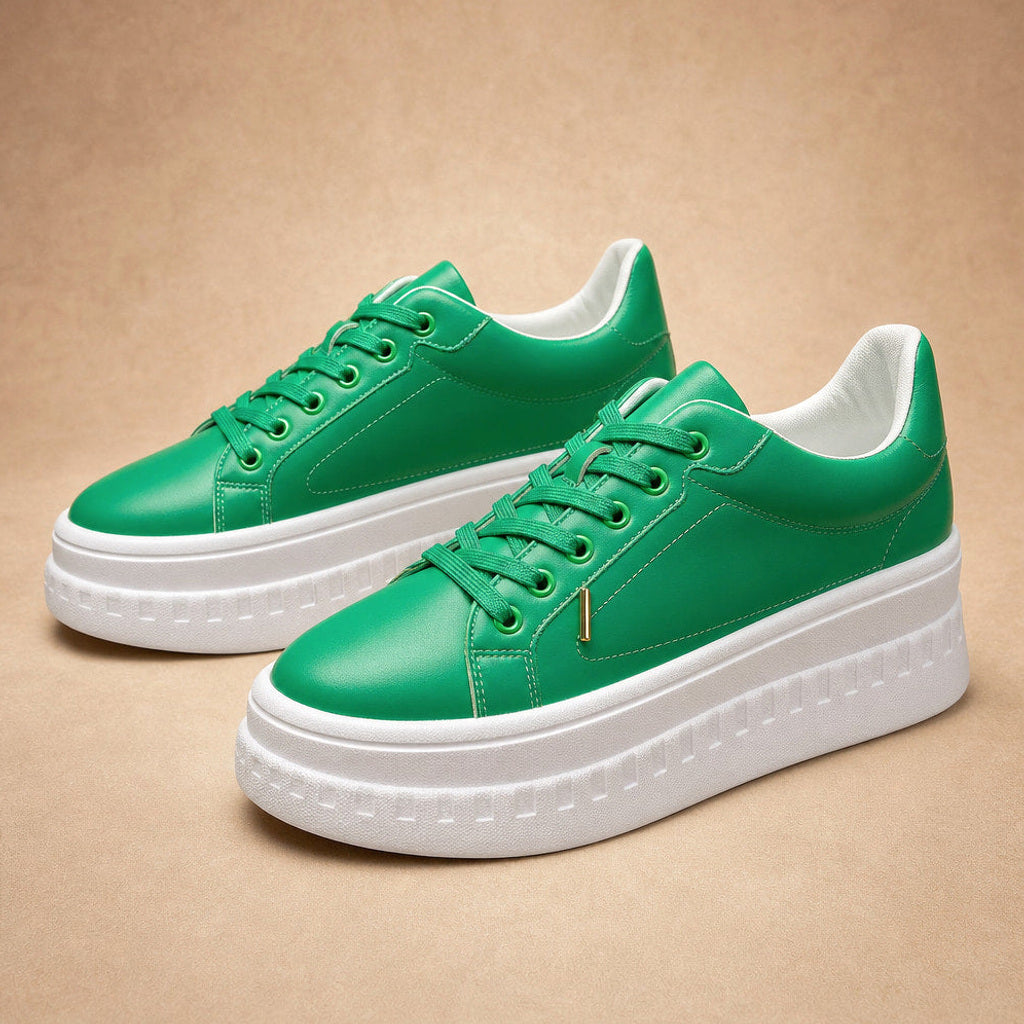Irmela | Plateau-Sneaker mit Rillensohle in Grün – Premium Editorial