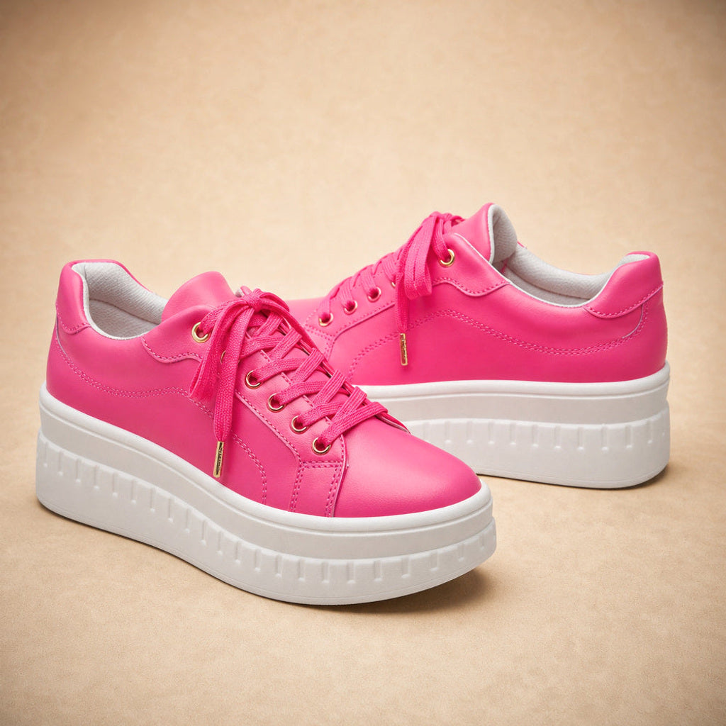 Irmela | Plateau-Sneaker mit Rillensohle in Pink – Premium Editorial