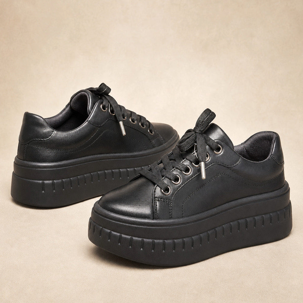 Irmela | Plateau-Sneaker mit Rillensohle Schwarz – Produktfoto