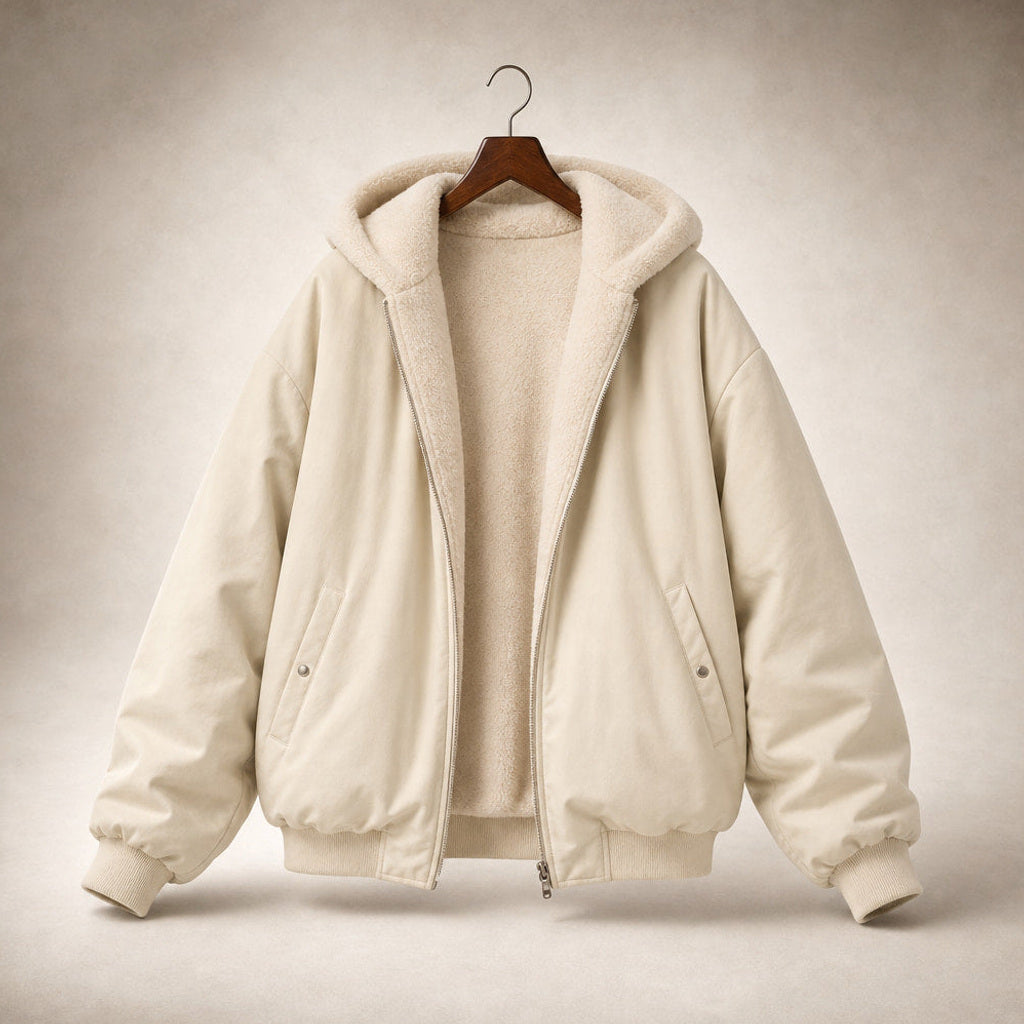 Irmgard | Bomberjacke mit Rippbündchen und Zipper Beige – Produktfoto