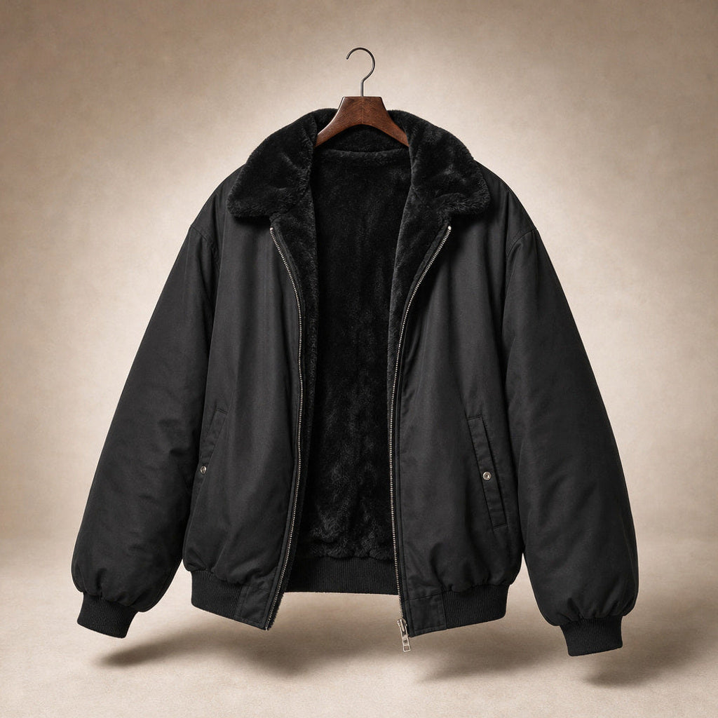 Irmgard | Bomberjacke mit Rippbündchen und Zipper Schwarz – Produktfoto