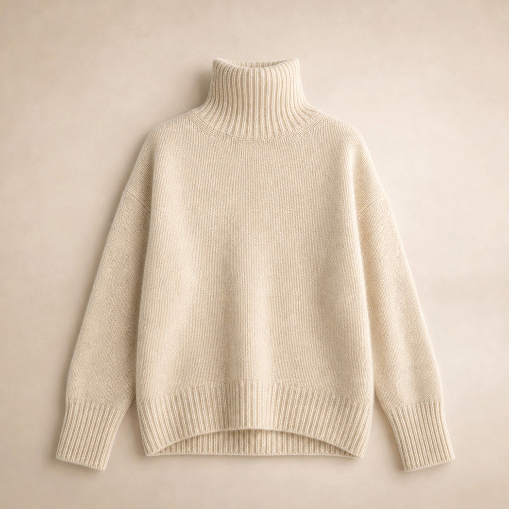 Itta | Rollkragenpullover mit hohem Stehkragen Beige – Produktfoto