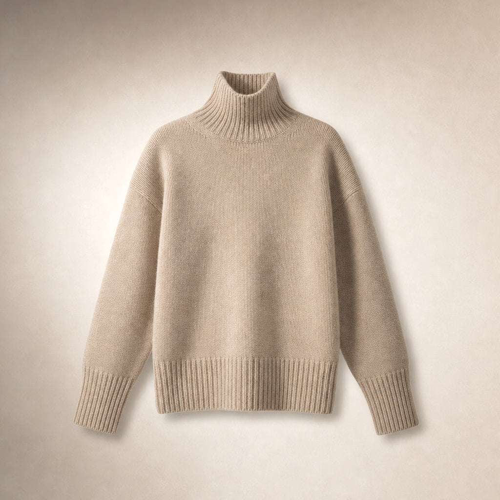 Itta | Rollkragenpullover mit hohem Stehkragen Khaki – Produktfoto
