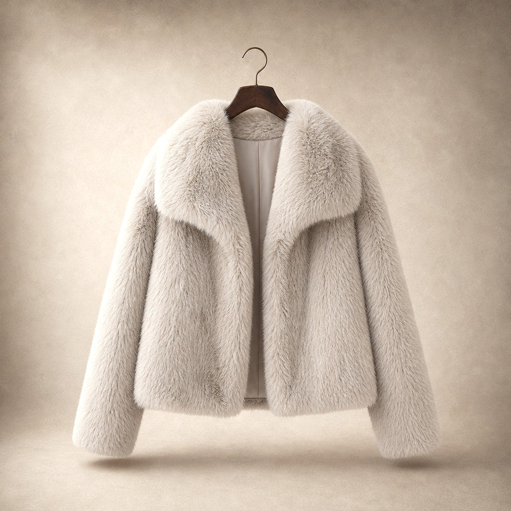 Josette | Bouclé Jacke mit Webpelzkragen Vanilla – Produktfoto
