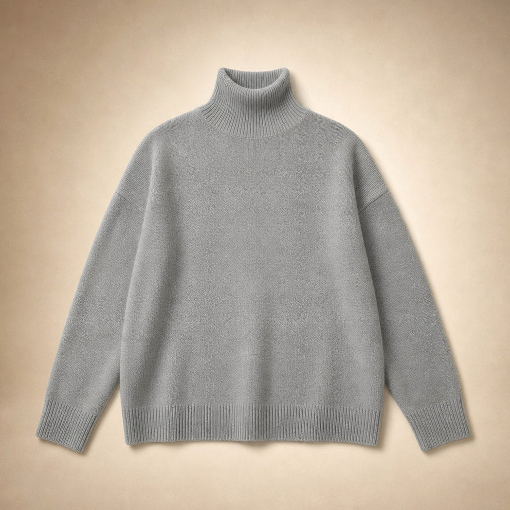 Juenthe | Rollkragenpullover Oversized mit Umschlagkragen Grau – Produktfoto