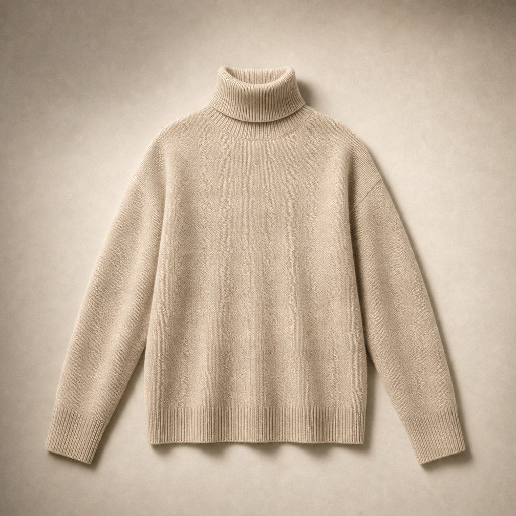Juenthe | Rollkragenpullover Oversized mit Umschlagkragen Khaki – Produktfoto
