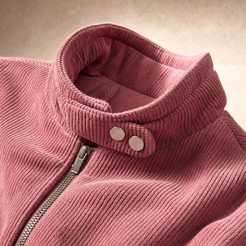 Kasimira | Bomberjacke kurz geschnitten mit Zip Rosa Pink – Stoff- und Detailaufnahme