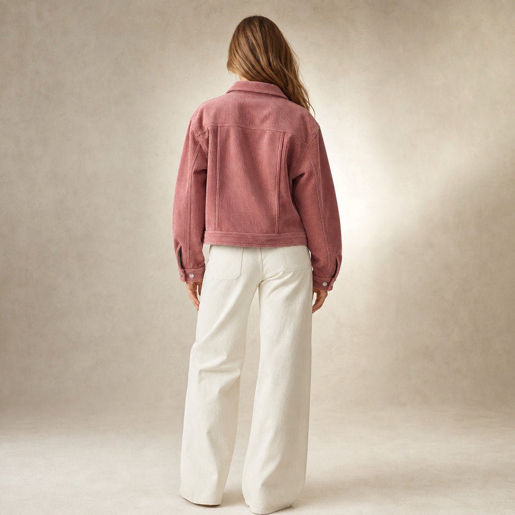 Kasimira | Bomberjacke kurz geschnitten mit Zip Rosa Pink – Gesamtlook