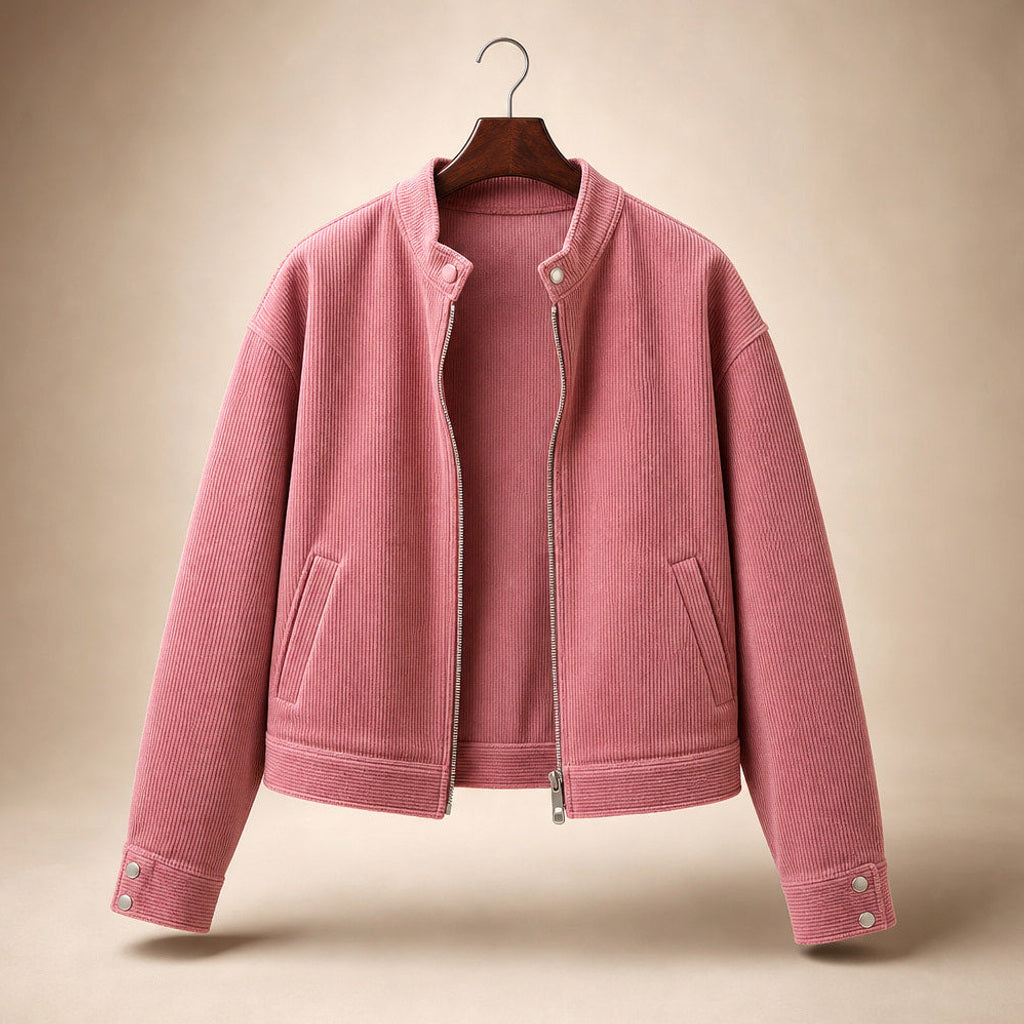 Kasimira | Bomberjacke kurz geschnitten mit Zip Rosa Pink – Produktfoto