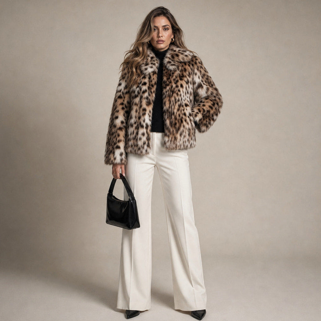 Klarissa | Kurzjacke aus Kunstfell mit offener Front Braun Braun – Gesamtlook