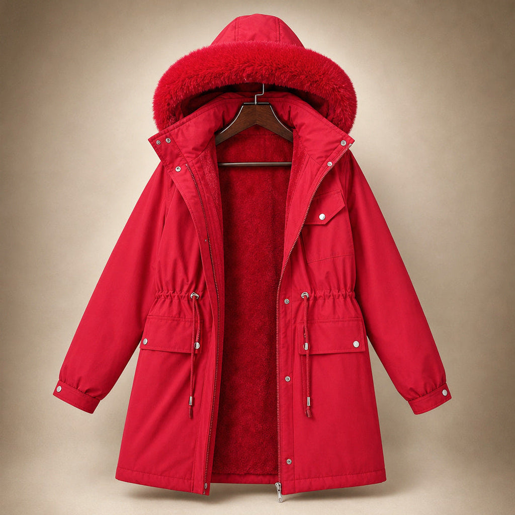 Klementine | Parka mit Webpelzfutter und Taillenzug – Produktfoto