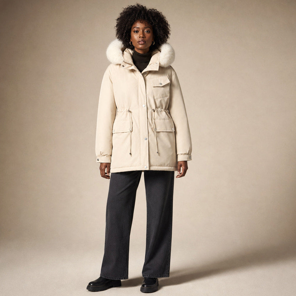 Klementine | Parka mit Webpelzfutter und Taillenzug – Premium Editorial