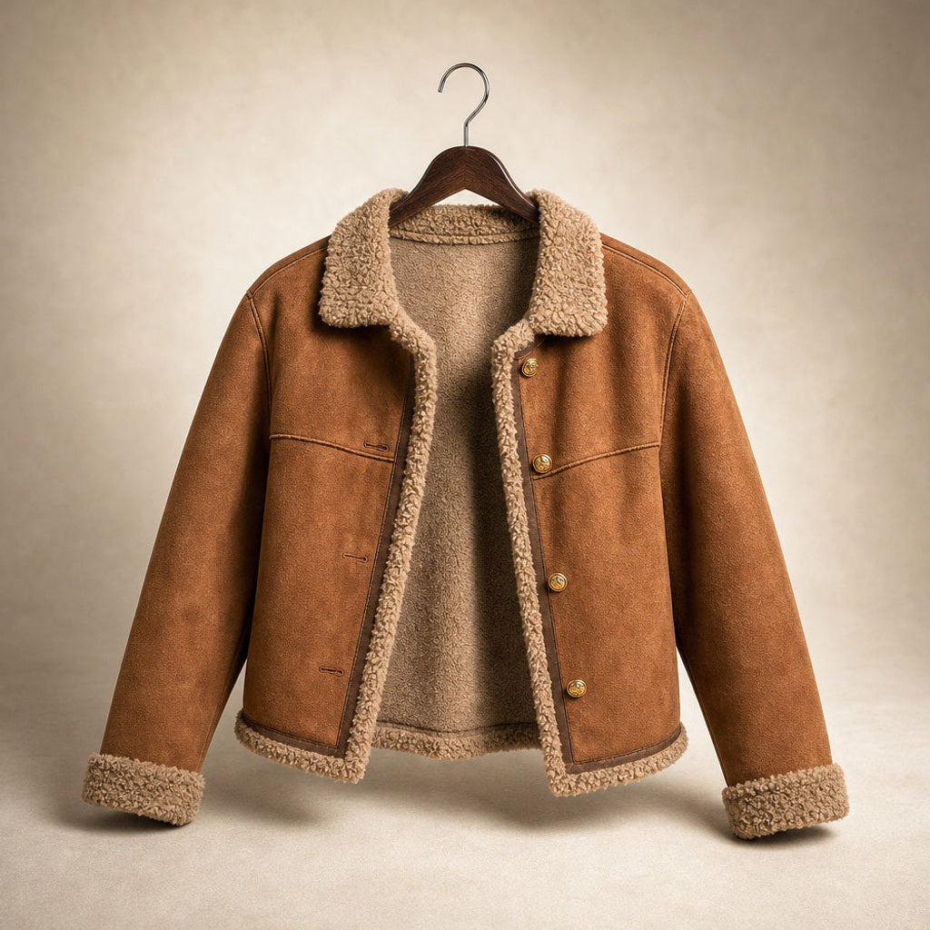 Knegund | Wildlederoptik-Jacke mit Teddyfutter Braun Braun – Produktfoto