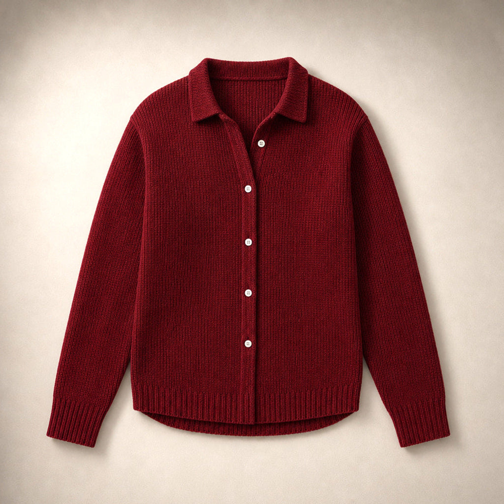 Krimhild | Lange Strickjacke mit Knopfleiste – Produktfoto