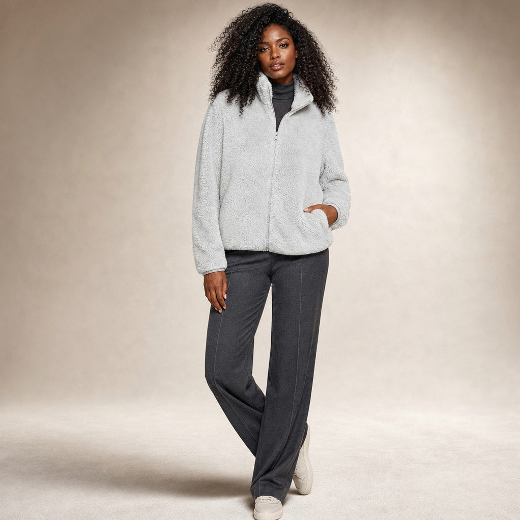 Lebrecht | Teddyfleece-Jacke mit Stehkragen – Seitenansicht