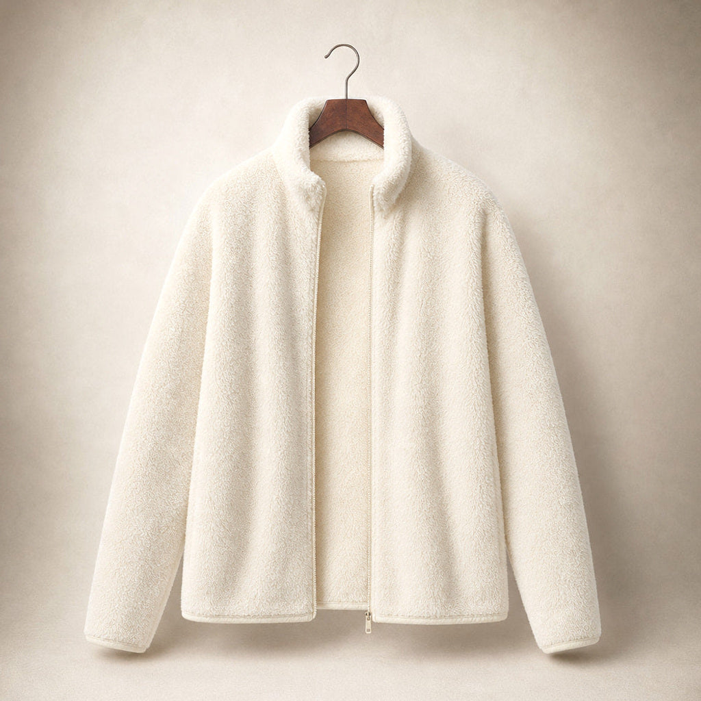 Lebrecht | Teddyfleece-Jacke mit Stehkragen Beige – Produktfoto