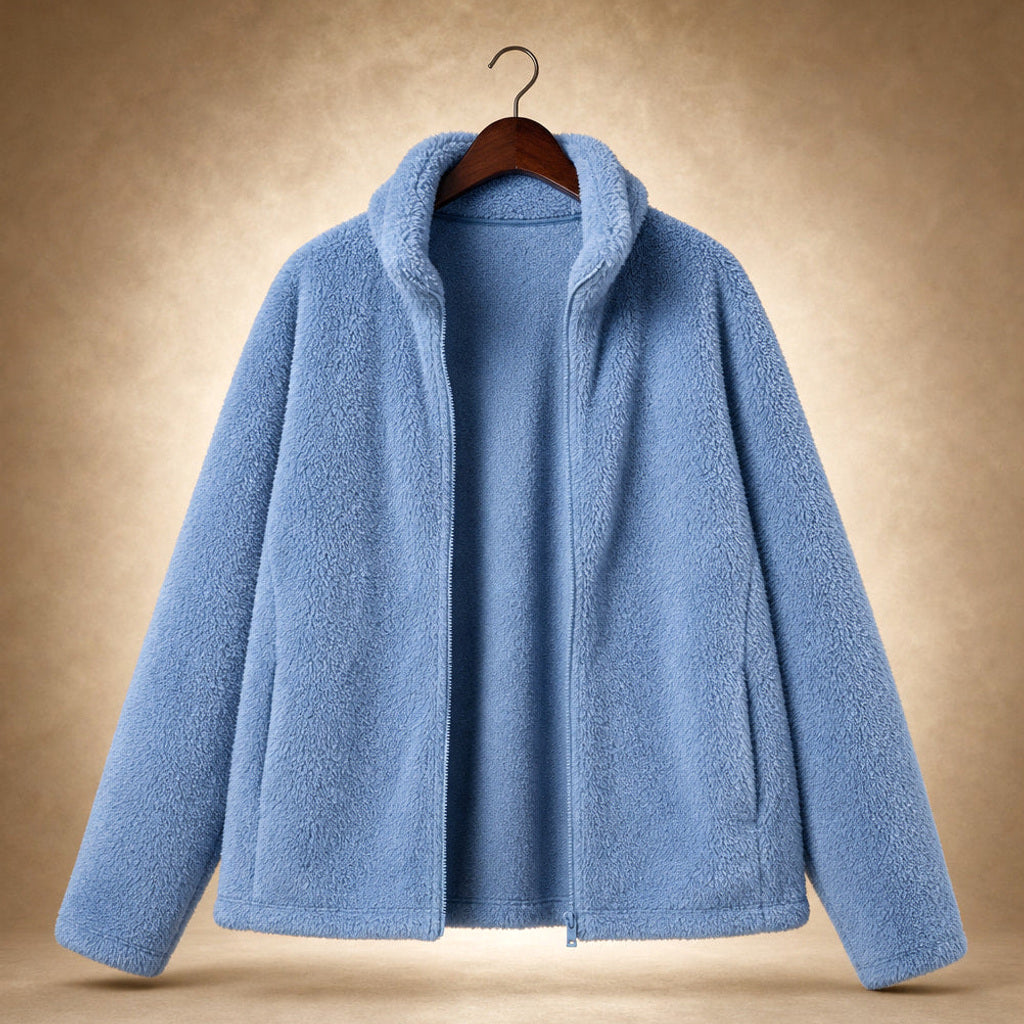 Lebrecht | Teddyfleece-Jacke mit Stehkragen Blau – Produktfoto