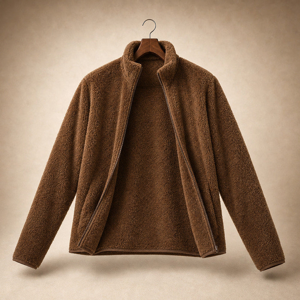 Lebrecht | Teddyfleece-Jacke mit Stehkragen Braun – Produktfoto