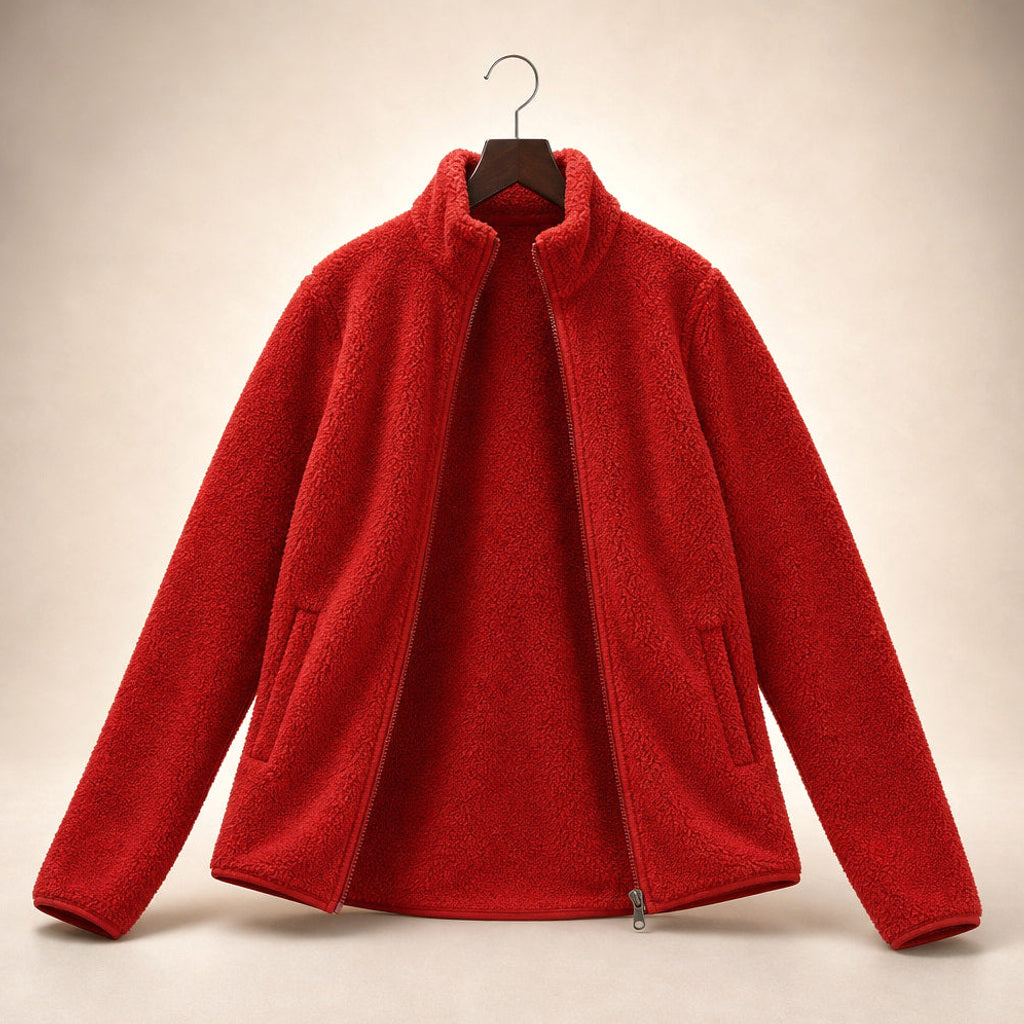 Lebrecht | Teddyfleece-Jacke mit Stehkragen Rot – Produktfoto