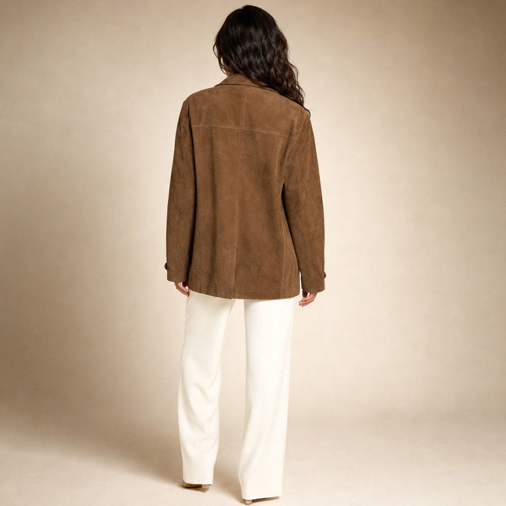 Leokade | Kurzer Trenchcoat mit breitem Revers Braun Braun – Gesamtlook