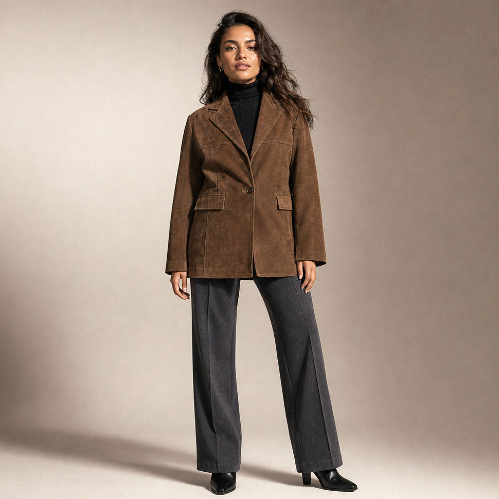 Leokade | Kurzer Trenchcoat mit breitem Revers Braun in Braun – Premium Editorial