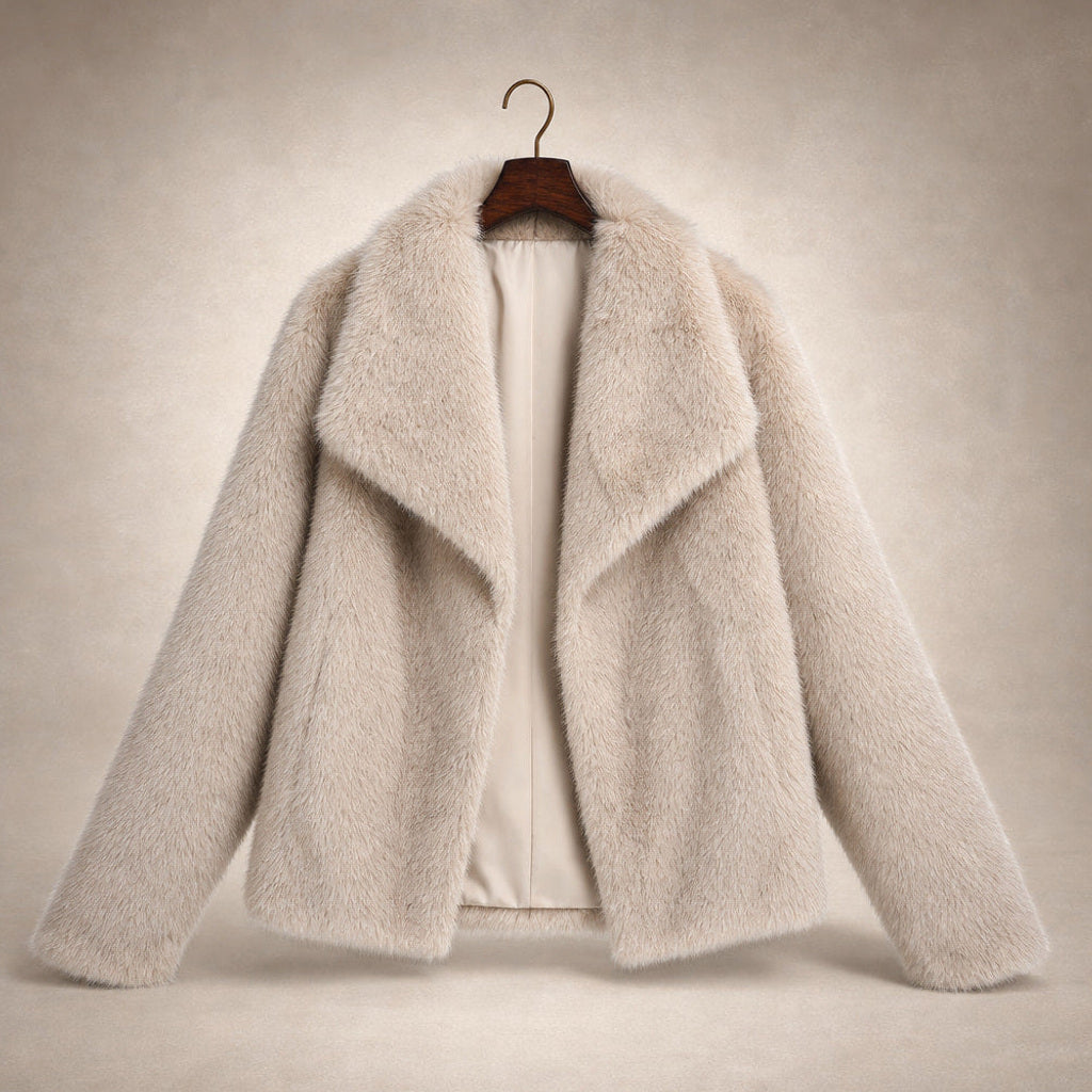 Liestraud | Kunstfelljacke mit XL-Revers Beige – Produktfoto