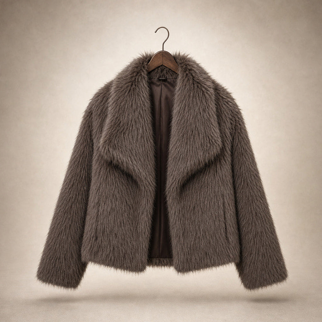 Liestraud | Kunstfelljacke mit XL-Revers Braun – Produktfoto