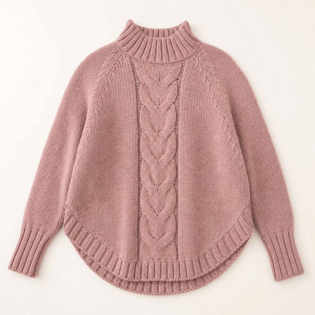 Lindlinde | Zopfstrickpullover mit Rundhals und Rippbündchen Pink – Produktfoto