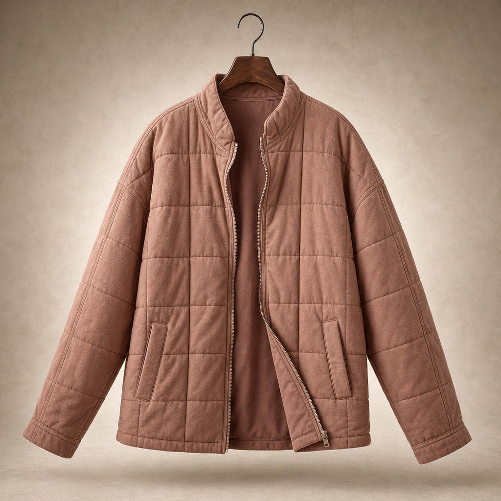 Lotte | Steppjacke mit schmalen Steppkanälen und lockerer Passform Braun – Produktfoto