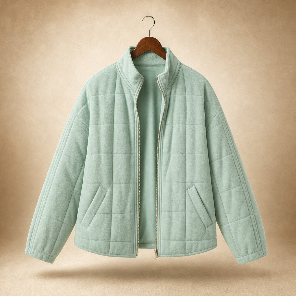 Lotte | Steppjacke mit schmalen Steppkanälen und lockerer Passform Grün – Produktfoto