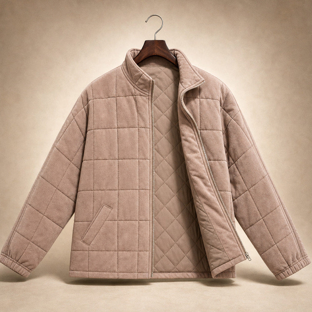 Lotte | Steppjacke mit schmalen Steppkanälen und lockerer Passform Khaki – Produktfoto