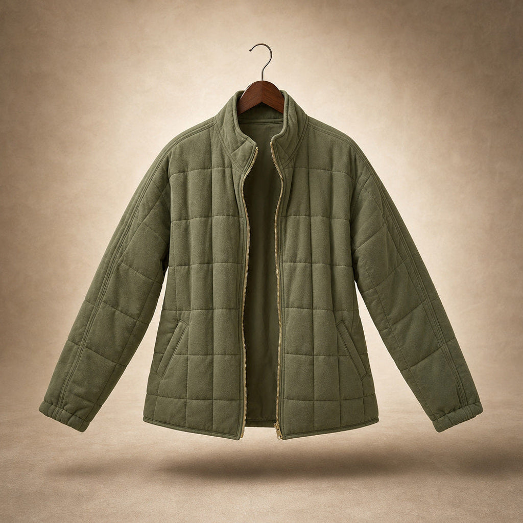 Lotte | Steppjacke mit schmalen Steppkanälen und lockerer Passform Oliv / Grün – Produktfoto