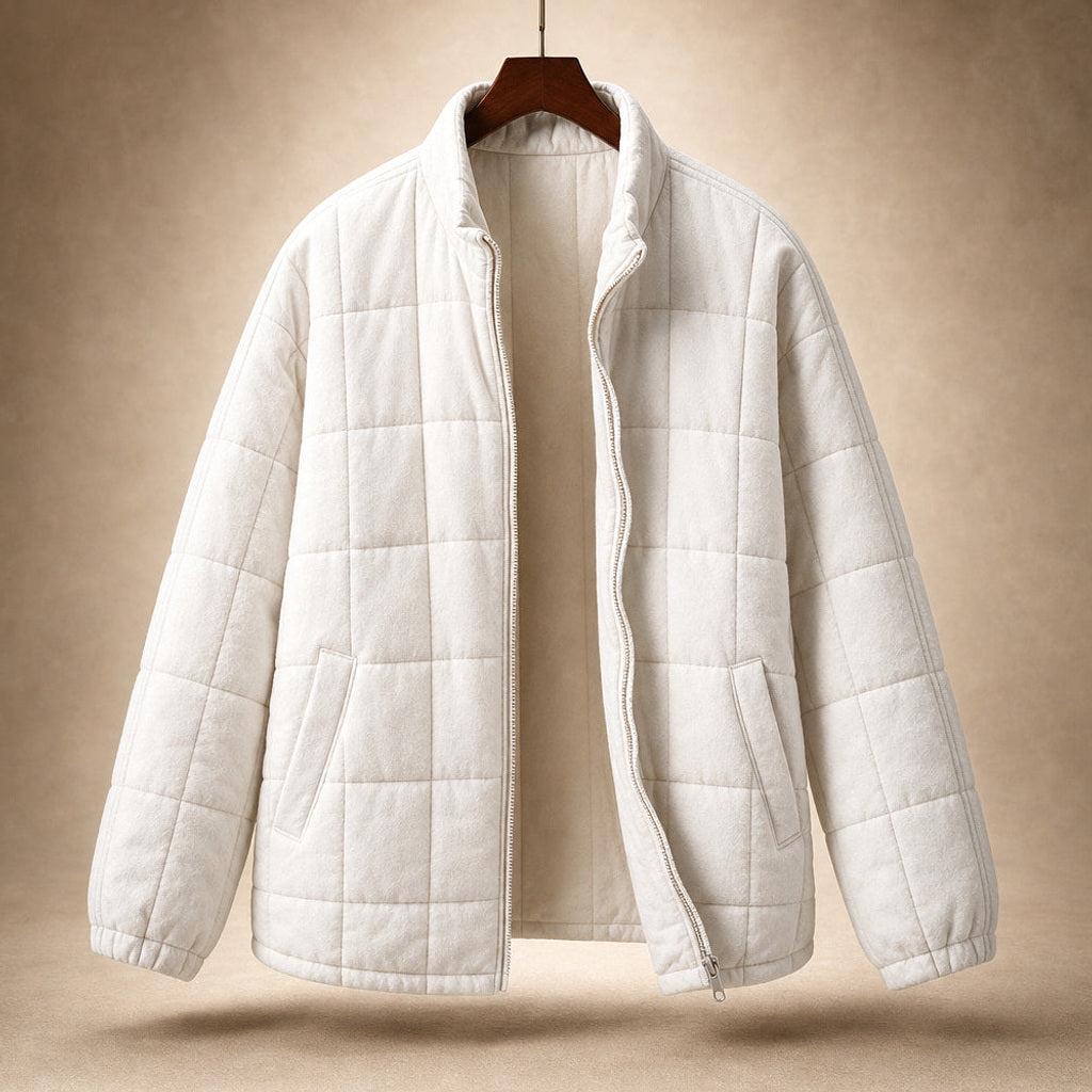 Lotte | Steppjacke mit schmalen Steppkanälen und lockerer Passform Weiß – Produktfoto