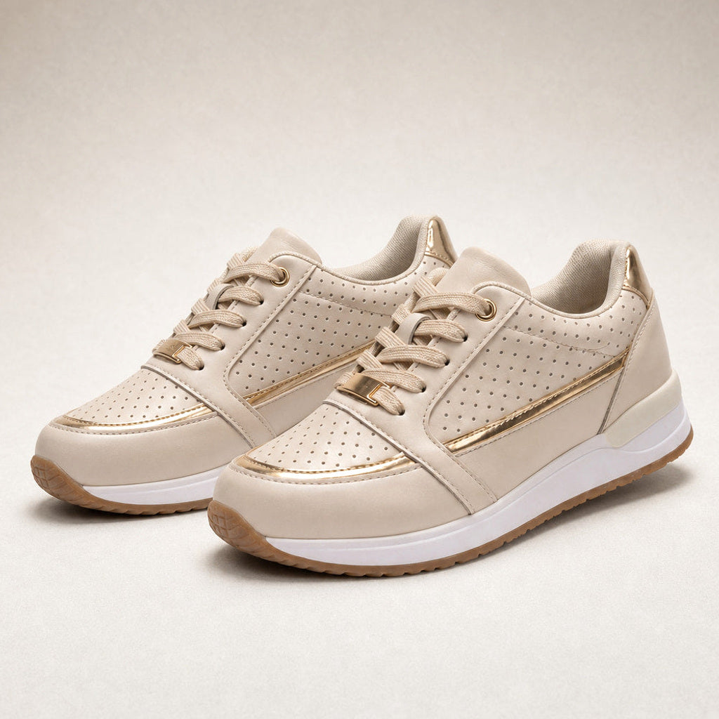 Luiska | Low-Top Sneaker mit Perforation und Plateausohle Beige – Produktfoto
